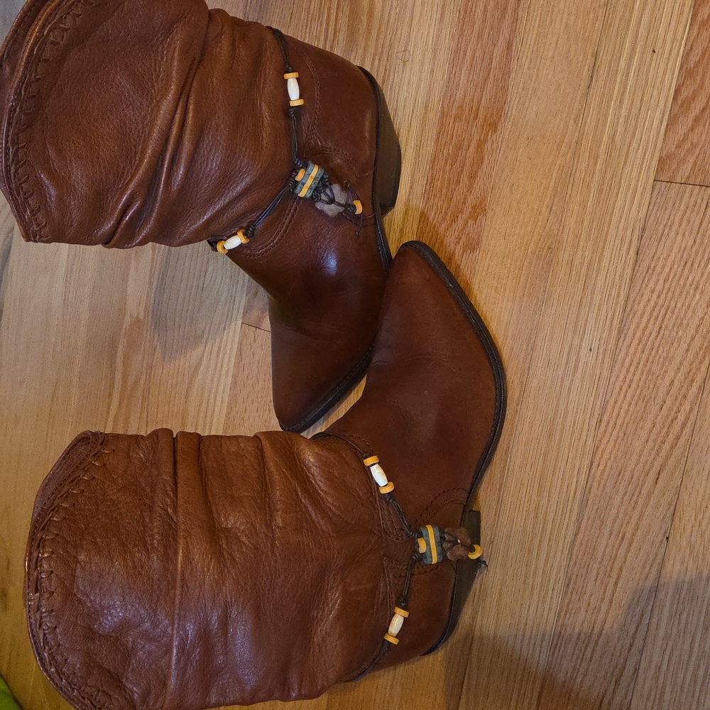 Zodiac Brown Leather Heeled Cowgirl Boots